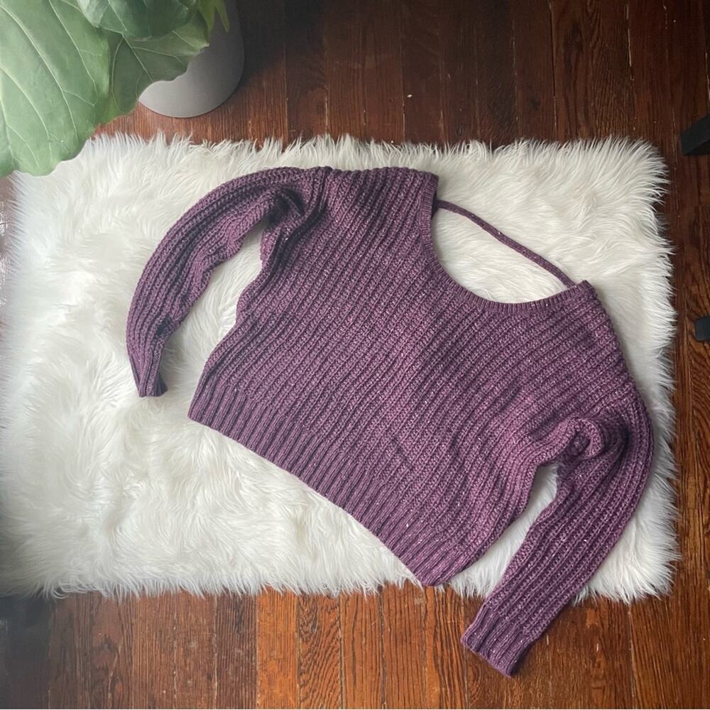 Purple Open Back Crop Sweater Size small
